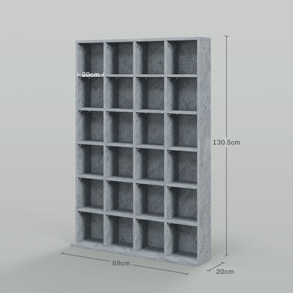 Kavilu Wood Cement Grey CD Storage Cabinet With Adjustable Shelves 89 x 130.5 cm