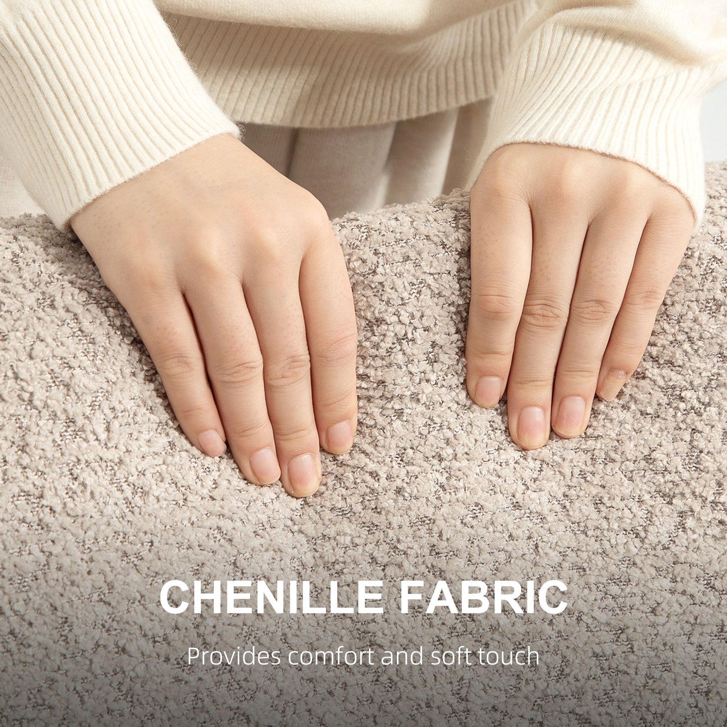 Bana Cream Chenille 2 Seater Sofa With Soft Texture