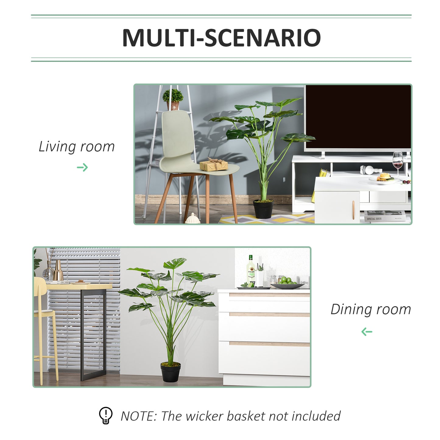 Rehala Artificial Monstera Leaf Style Plant In Pot For Indoor And Sheltered Outdoor Areas