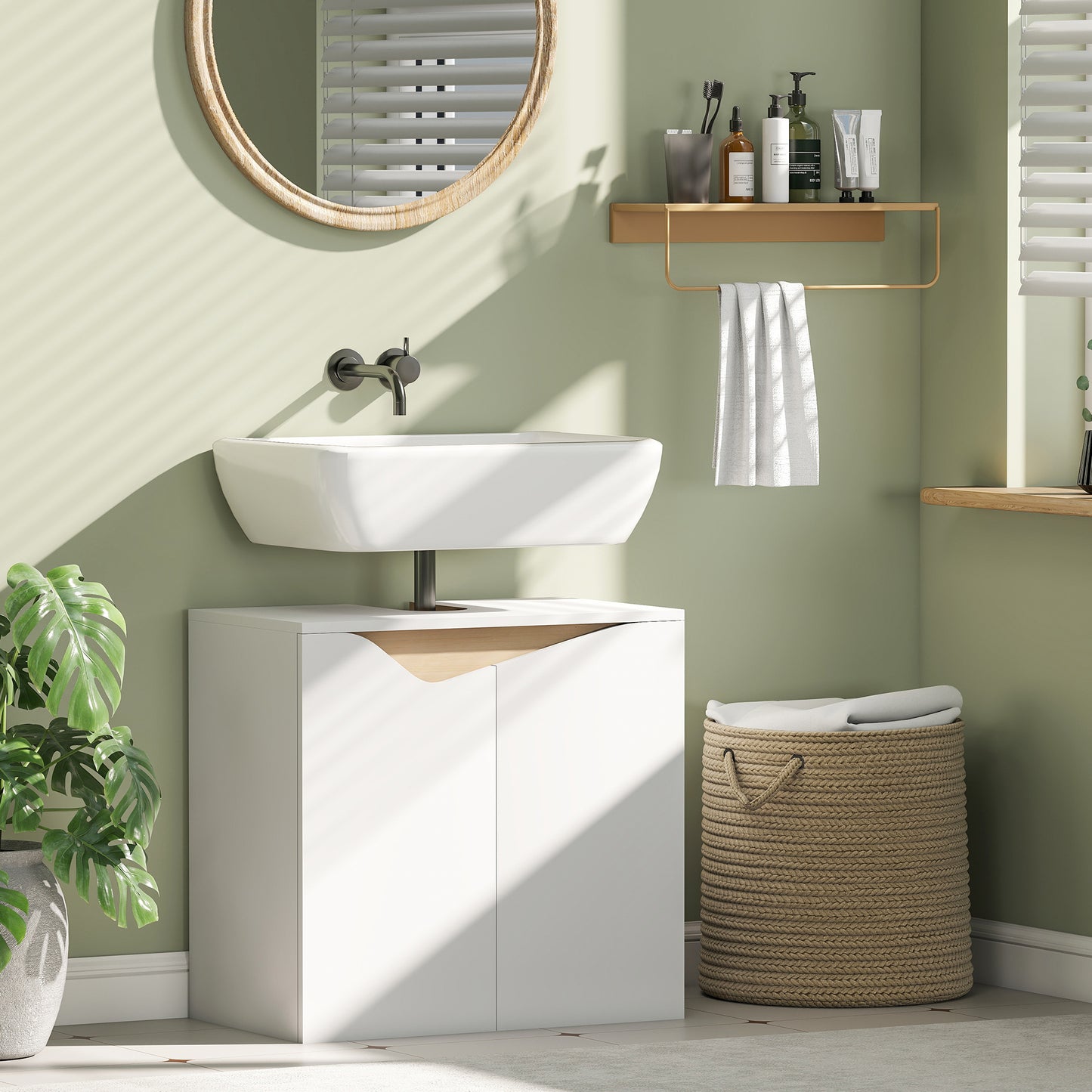 Lahane Under Sink Bathroom Storage Cabinet With Soft Close Doors White