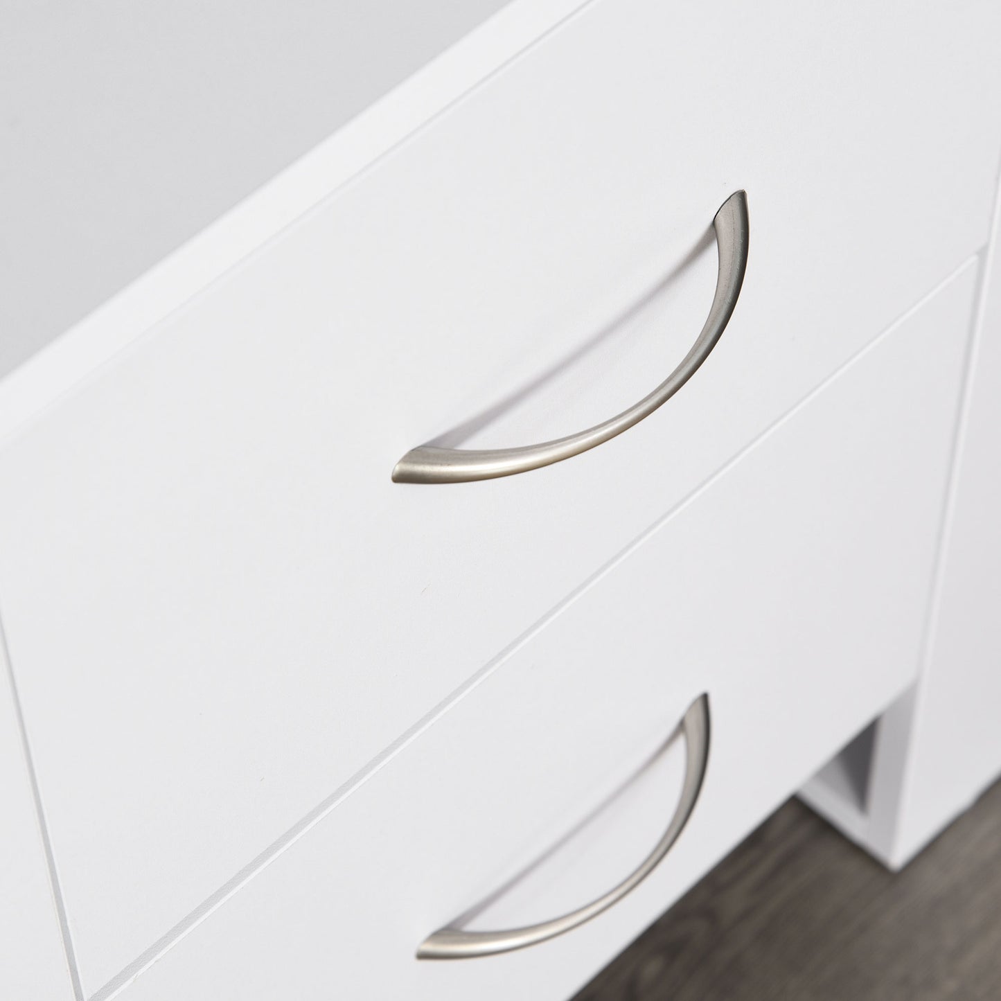 Sovise Set Of 2 Wooden White Bedside Tables With 2 Drawers