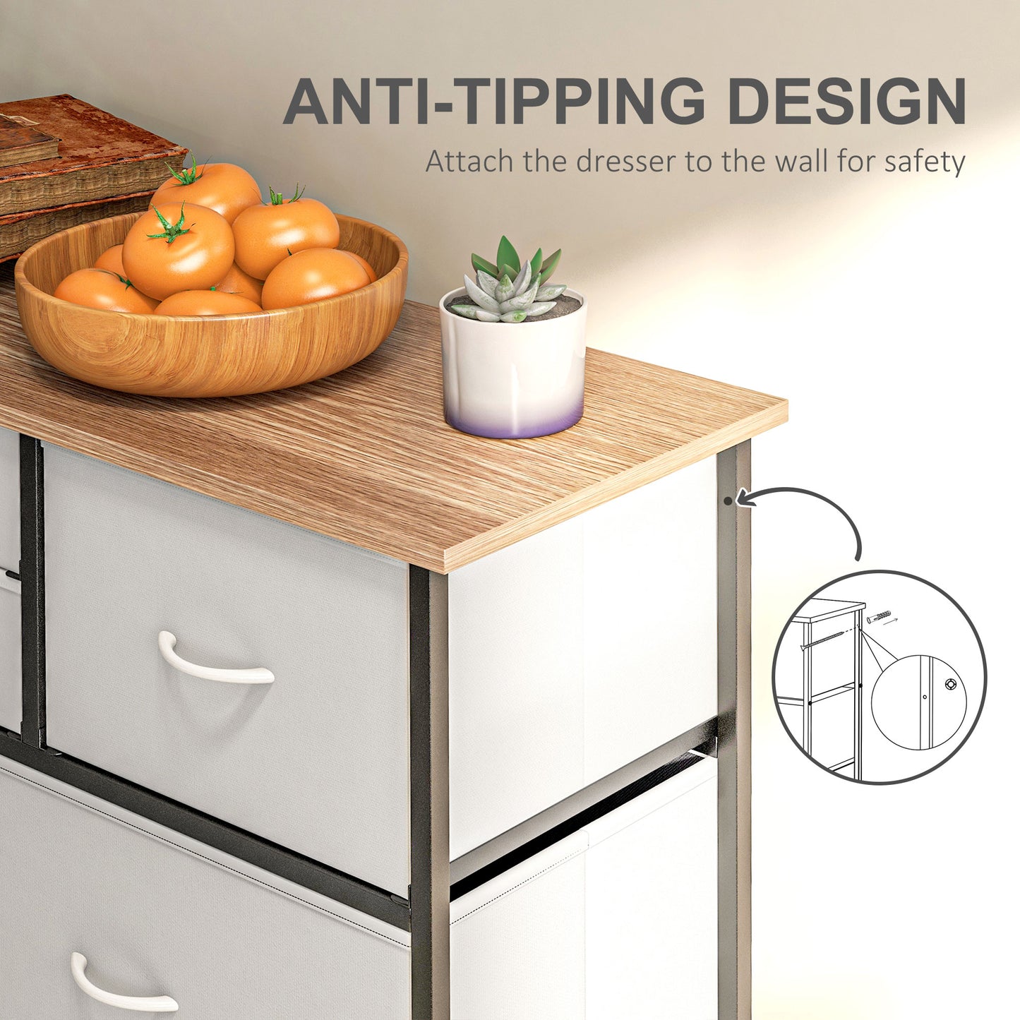 Sare Metal And Fabric Multicolour 10 Drawer Storage Dresser With Foldable Drawers And Steel Frame