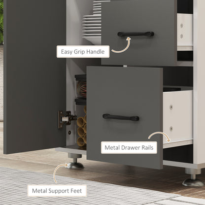 Saseve Wooden Grey Modern Kitchen Cupboard With 3 Drawers And OFauxn Counter