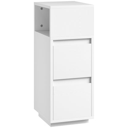 Nineso Valu White Slim Bedside Table With 2 Drawers And Open Shelf