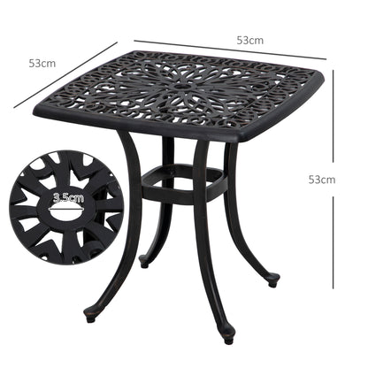 Kesa Cast Aluminium Bronze Square Outdoor Bistro Table With Umbrella Hole