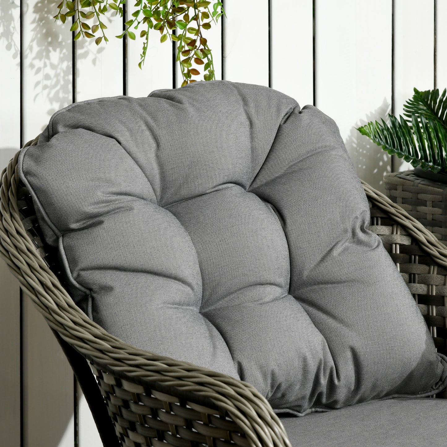 Yosu Rattan Grey 3 Piece Bistro Set With Glass Top Table
