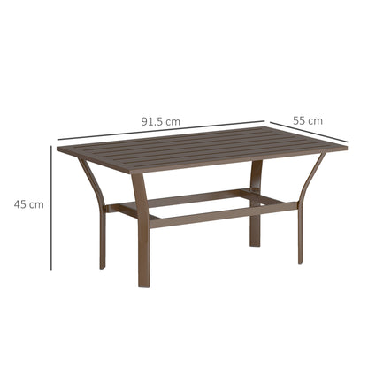 Dosu Yoba Metal And Wooden Brown Outdoor Rectangular Coffee Table With Slatted Top