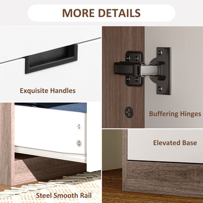 Coracasa White And Brown 2 Door Wardrobe With Hanging Rail and 3 Drawer Storage Unit
