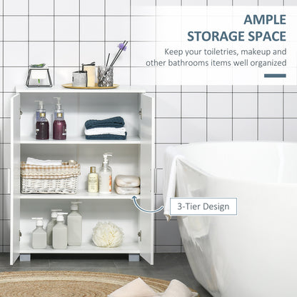 Nonove White Freestanding Linen Storage Cabinet With 3 Tier Shelving