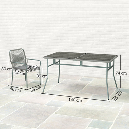 Rolapa Rattan Rope Grey 4 Seater Outdoor Garden Dining Set With Stackable Chairs