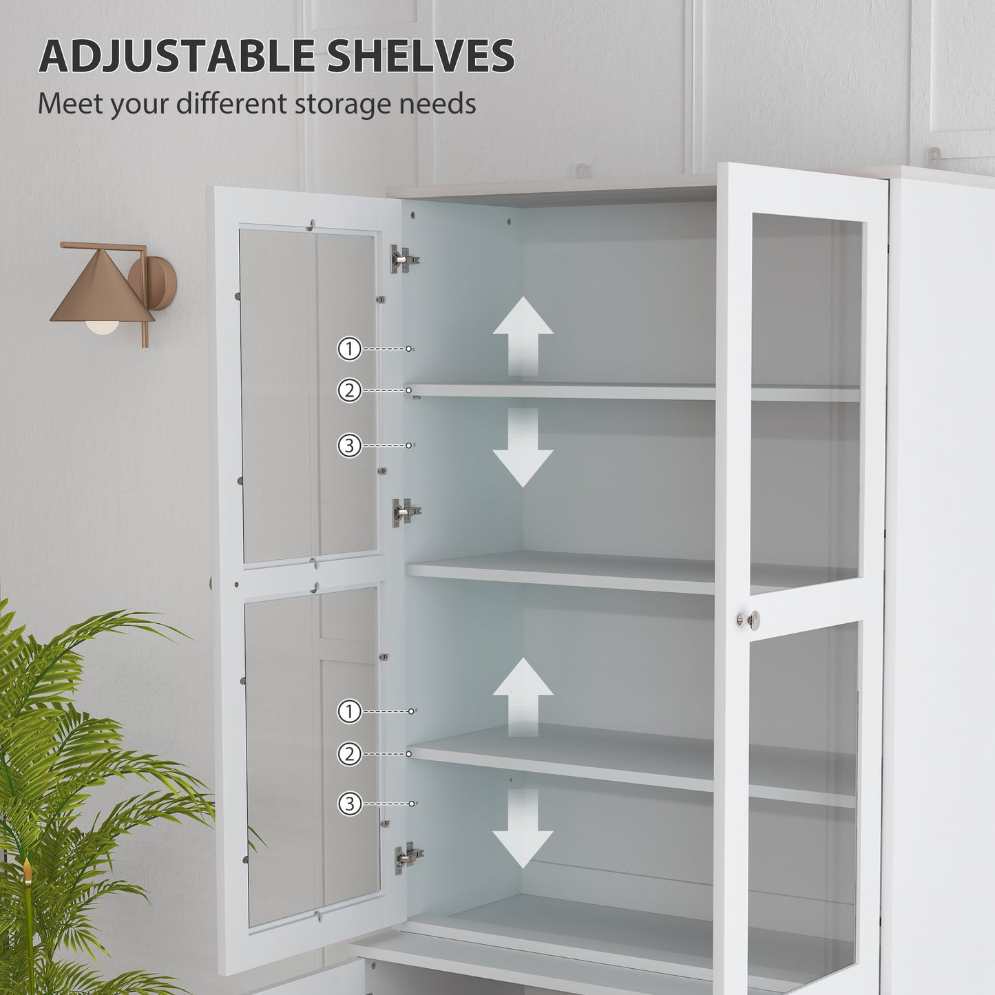 Salu Wood White Double Compartment Display Storage Cabinet