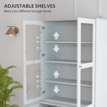 Salu Wood White Double Compartment Display Storage Cabinet