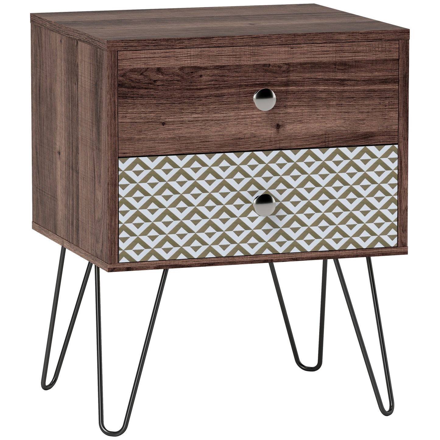 Lofake Scandinavian Brown 2 Drawer Nightstand