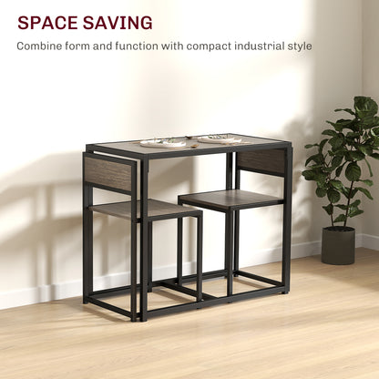 Zikeba Wooden Grey Wood Effect Compact Dining Table And Chair Set