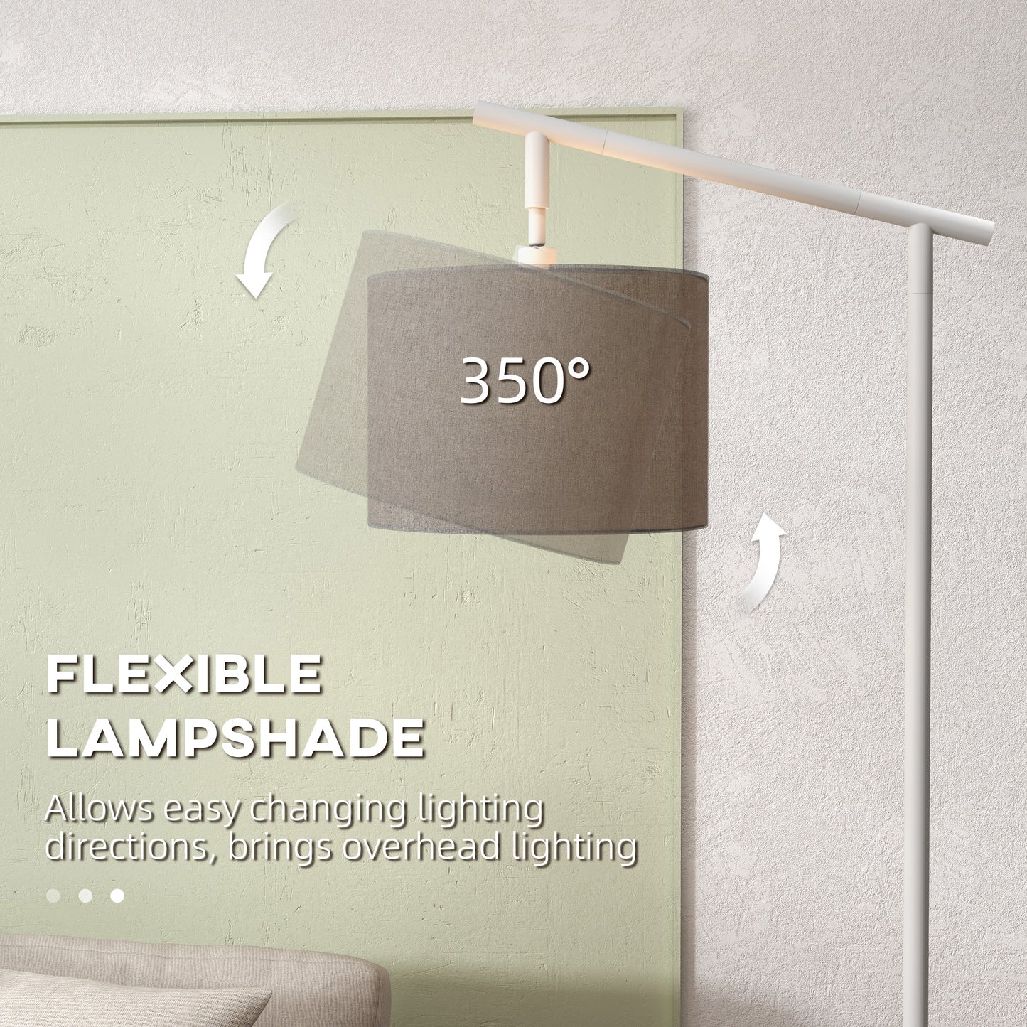 Moneel Metal Grey Adjustable Floor Lamp With 350 Degree Rotating Shade And LED Bulb