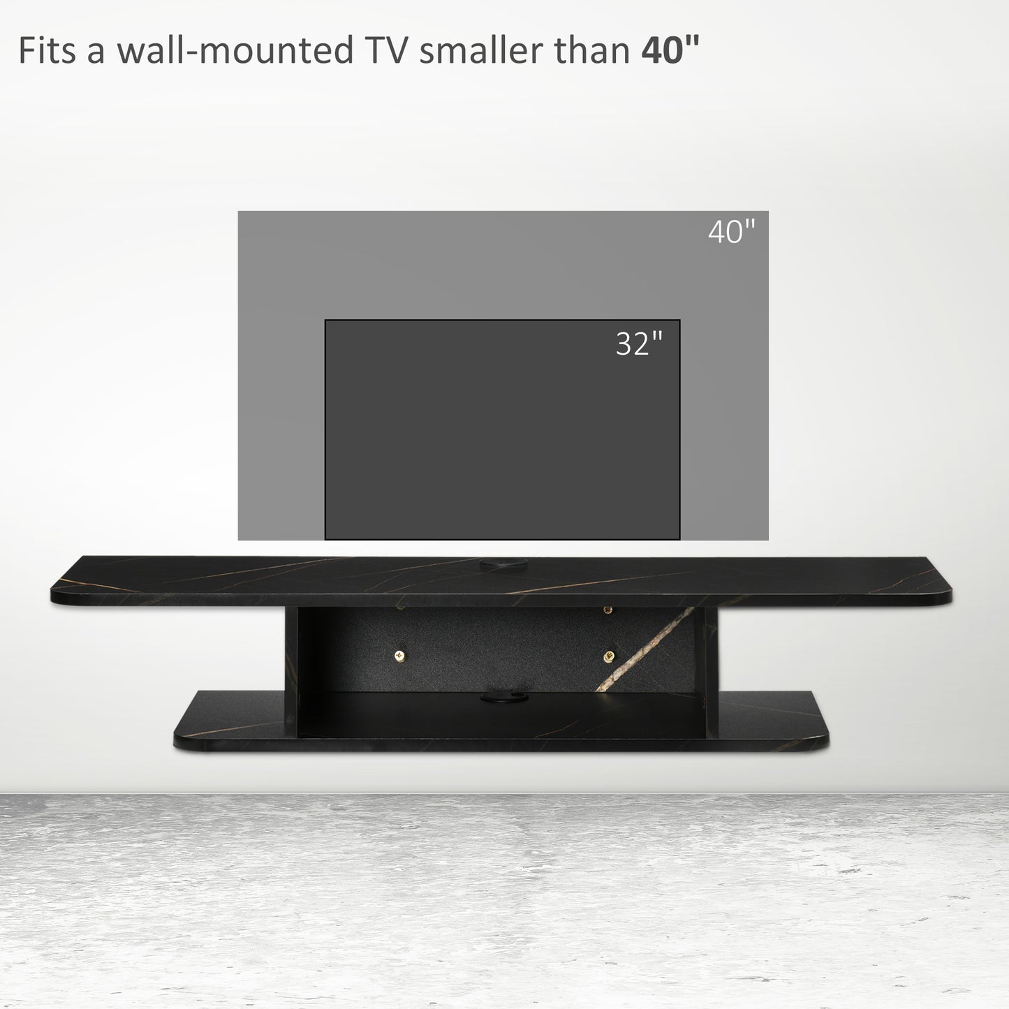Dibasa Mizi Wooden Black Floating TV Unit With OFauxn Shelves For Screens Up To 40 Inches