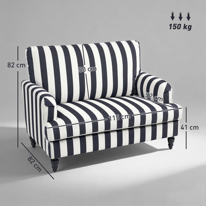 Yosefi Black And White Velvet Cuddle Accent Sofa Stripe Design