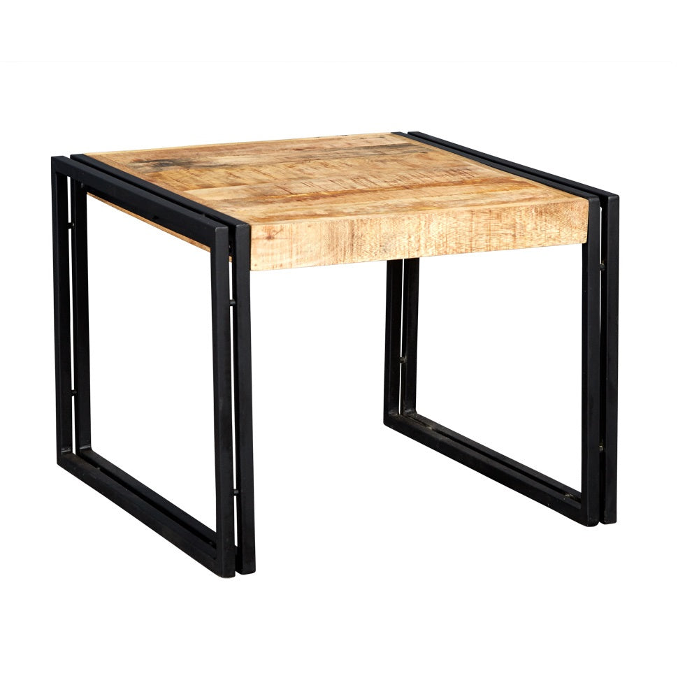 Toivakka Industrial Reclaimed Wood and Metal Small Coffee Table