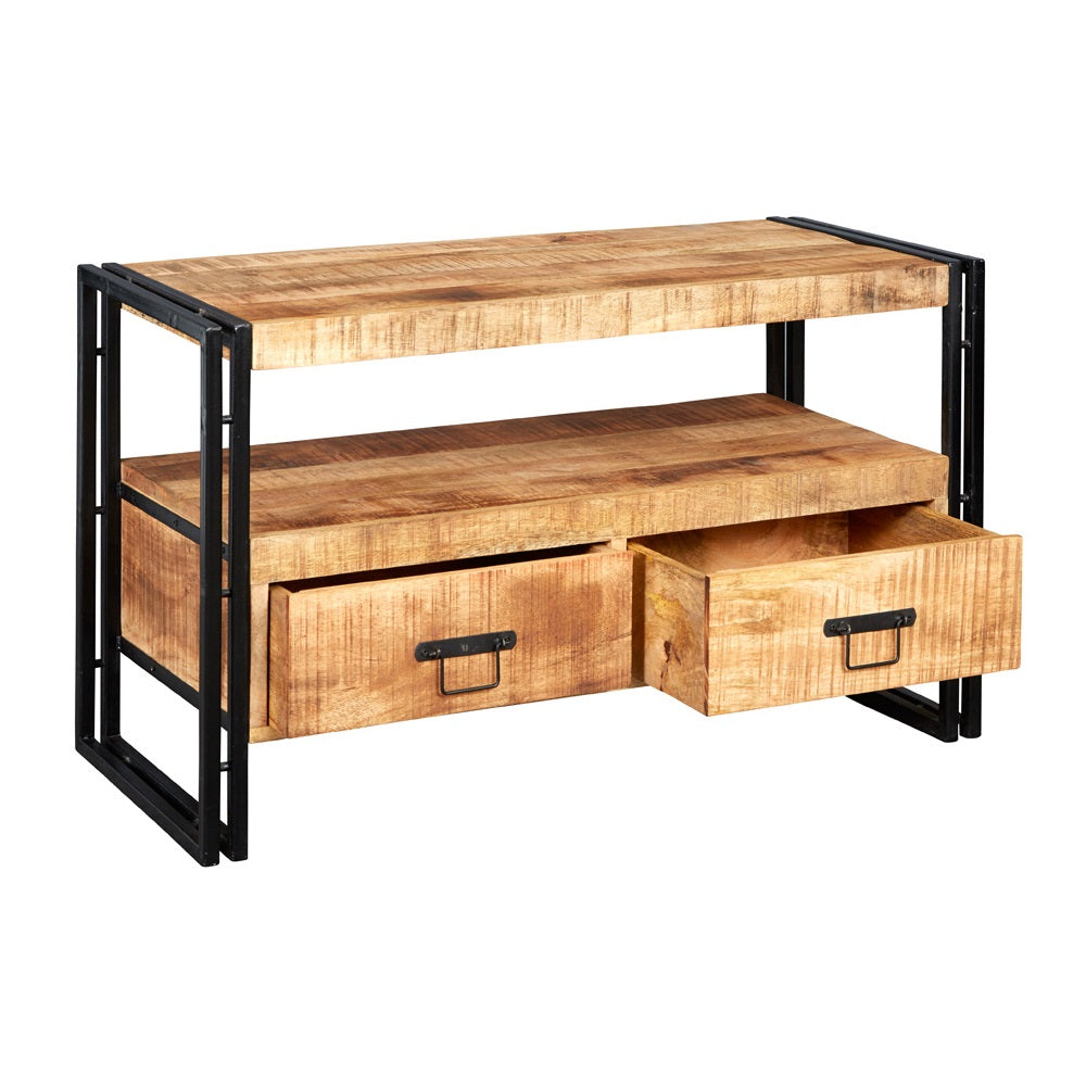 Toivakka Industrial Reclaimed Wood and Metal TV Unit 2 Drawers