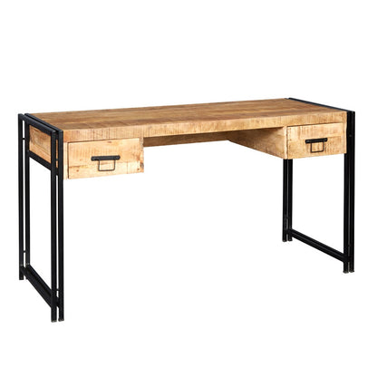 Toivakka Industrial Reclaimed Wood and Metal Desk 2 Drawers