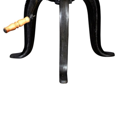 Yllas Industrial Small Wood and Metal Crank Side Table