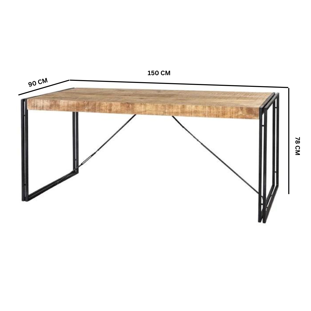 Toivakka Industrial Reclaimed Wood and Metal Dining Table