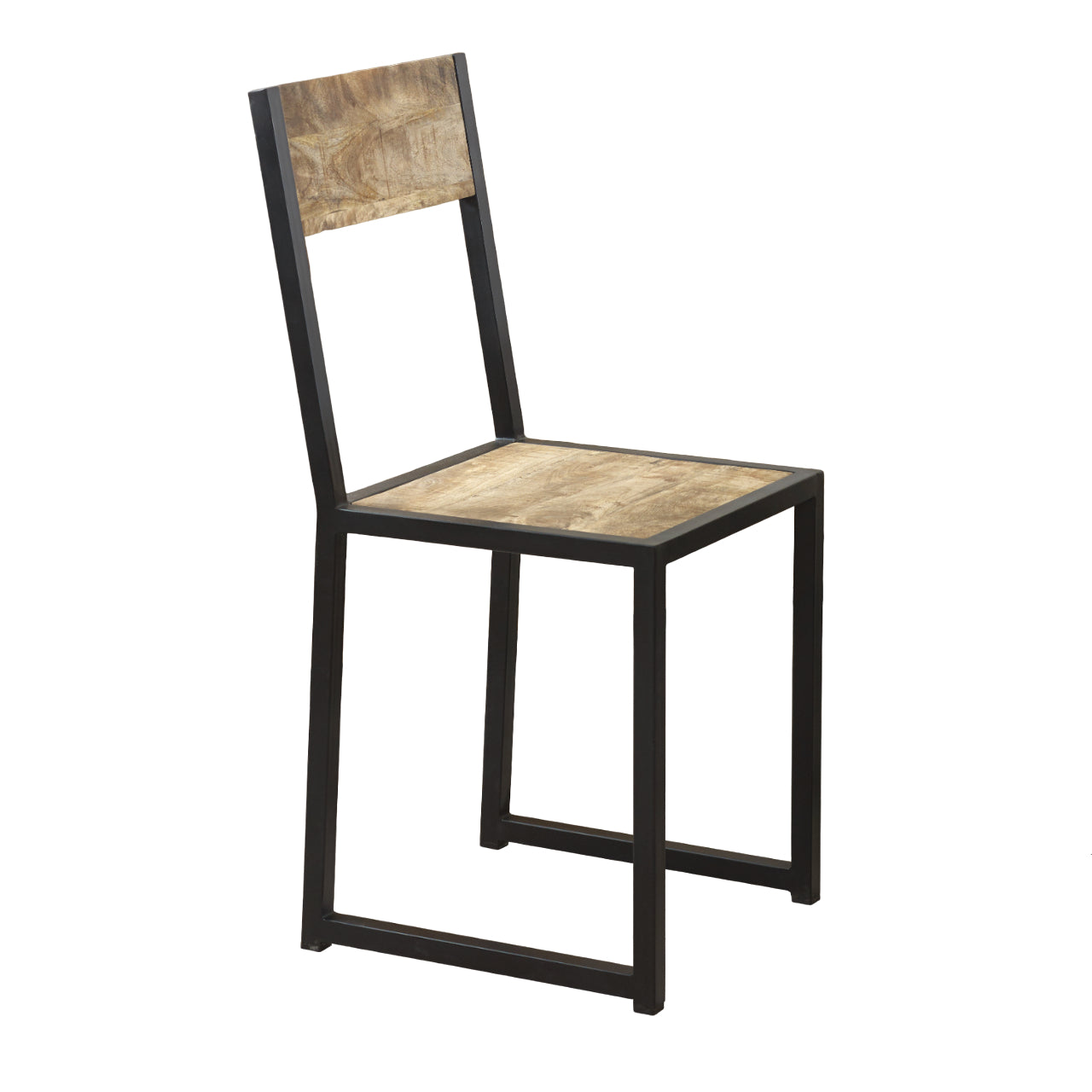 Set of 2 Industrial Metal and Wood Dining Chairs