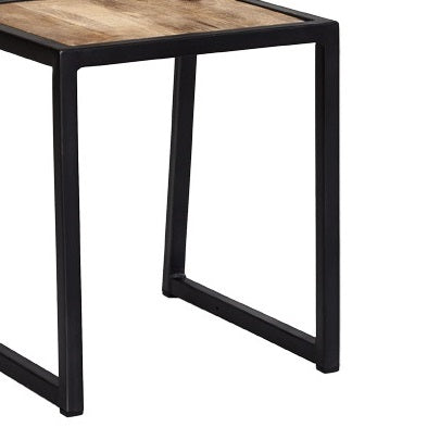 Set of 2 Industrial Metal and Wood Dining Chairs