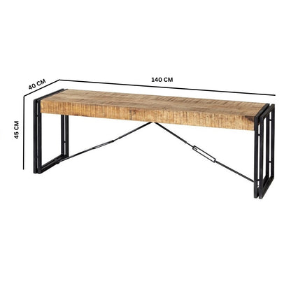 Toivakka Industrial Reclaimed Wood and Metal Dining Bench