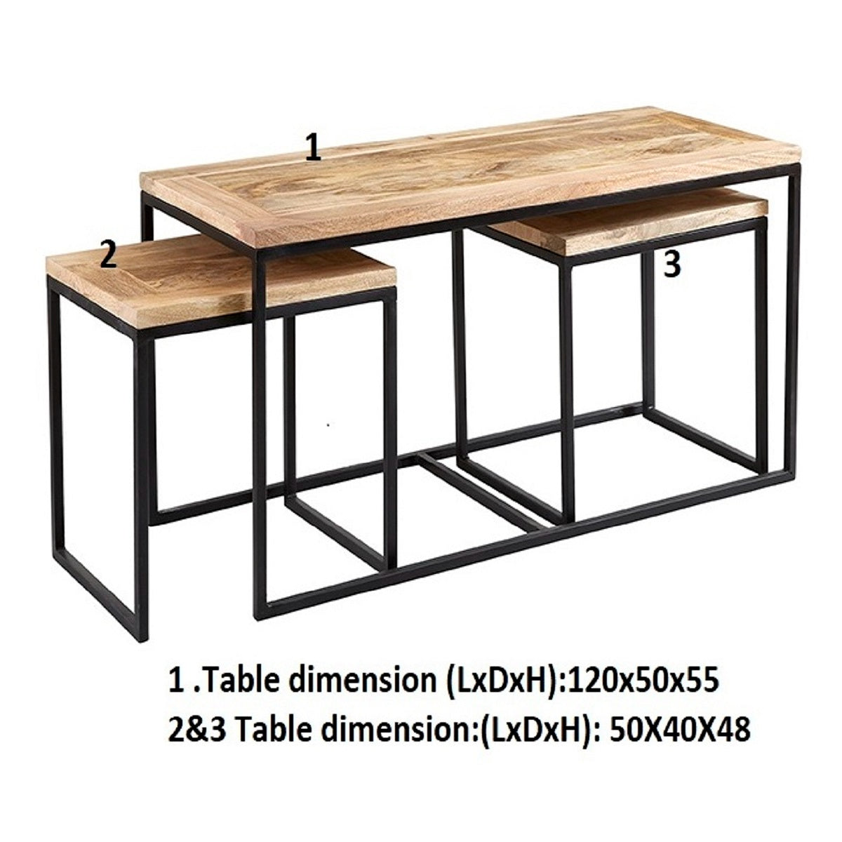 Set of 3 Toivakka Industrial Reclaimed Wood Nesting Coffee Tables