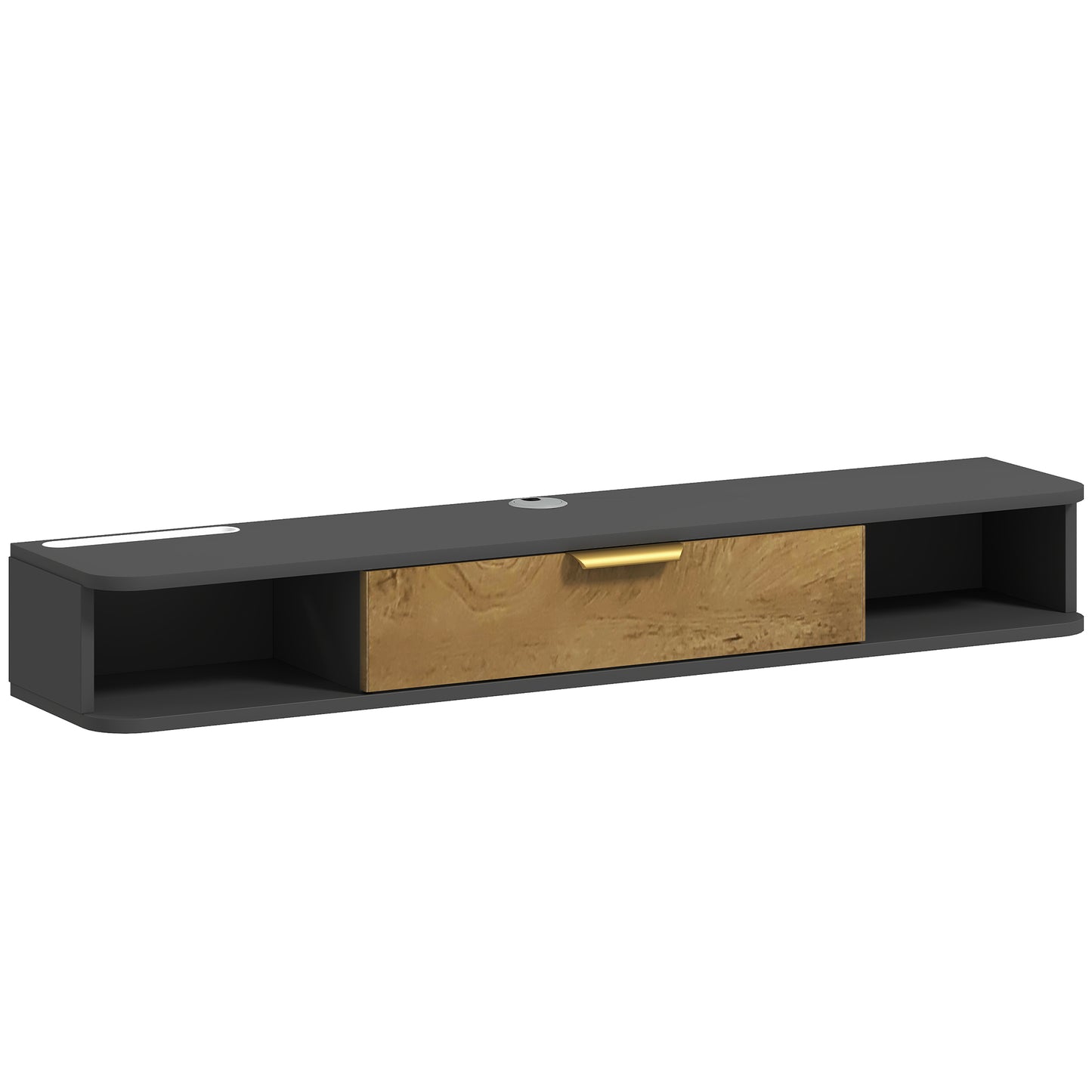 Nova 120cm Wooden Charcoal Grey and Natural Floating TV Stand With Storage