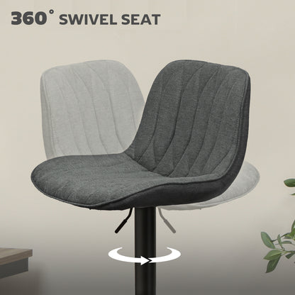 Likaha Fabric Charcoal Grey Linen Look Bar Stools Set Of 2