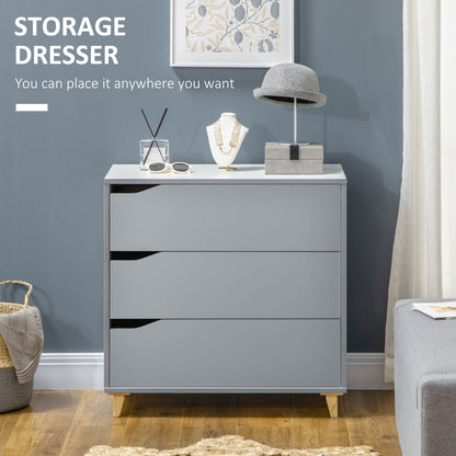 Thako Wood Grey 3 Drawer Chest With Natural Wood Angled Legs