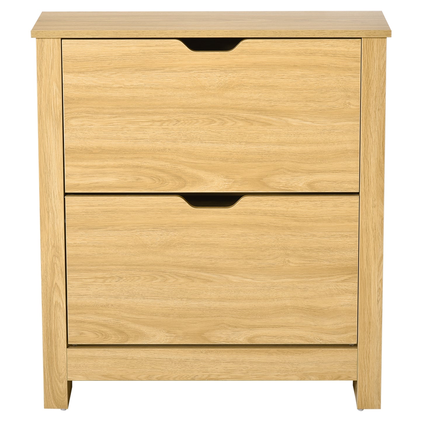 Sato Rilu Wooden Natural Slim Shoe Cabinet With 2 Flip Drawers For 12 Pairs