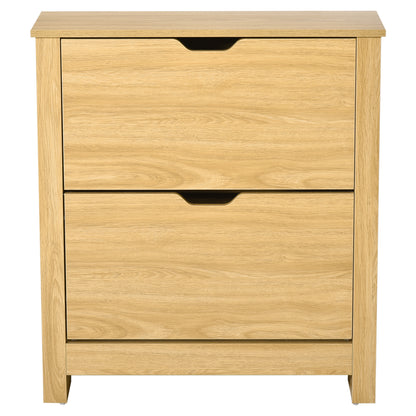 Sato Rilu Wooden Natural Slim Shoe Cabinet With 2 Flip Drawers For 12 Pairs