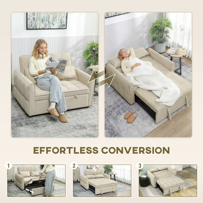 Noel Cream 3 In One 2 Seater Sofa Bed With Adjustable Back And Cushions