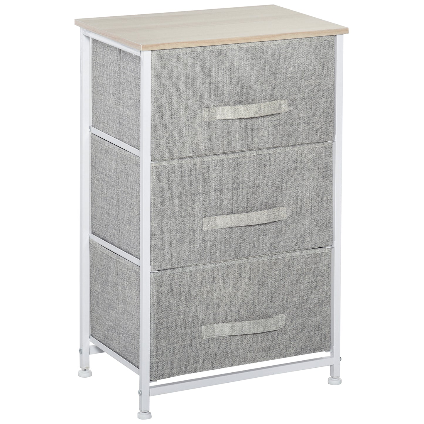 Sula White Metal and Natural Oak 3 Tier Linen Drawer Storage Unit
