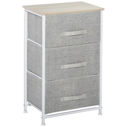 Sula White Metal and Natural Oak 3 Tier Linen Drawer Storage Unit