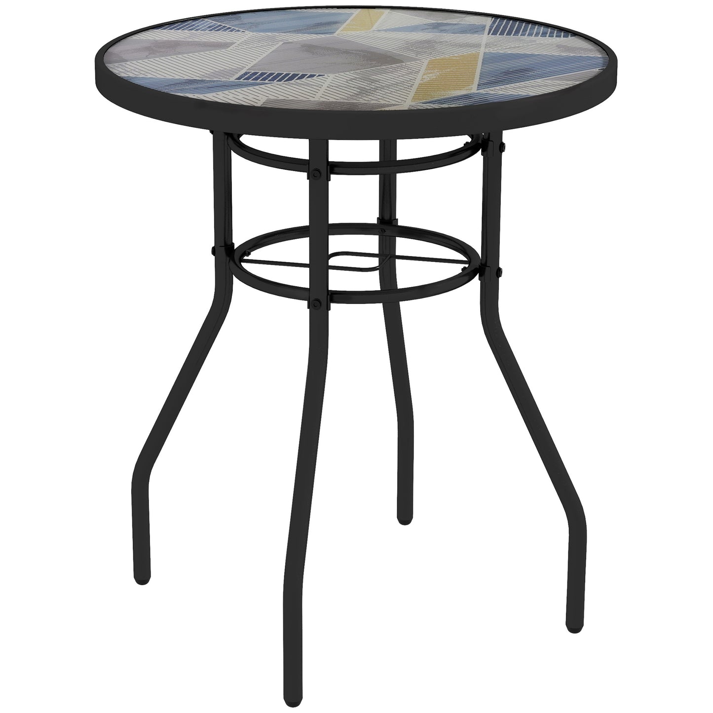 Bahavi Glass Top Multicolour Round Garden Table