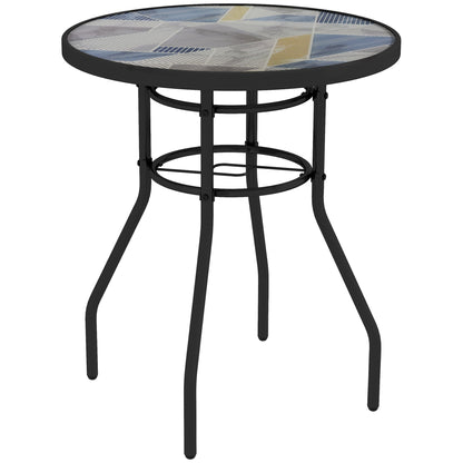 Bahavi Glass Top Multicolour Round Garden Table