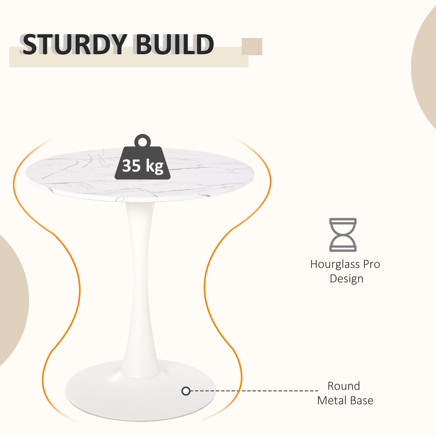 Tilara  Metal And Wooden White Round Bistro Dining Table With Steel Base