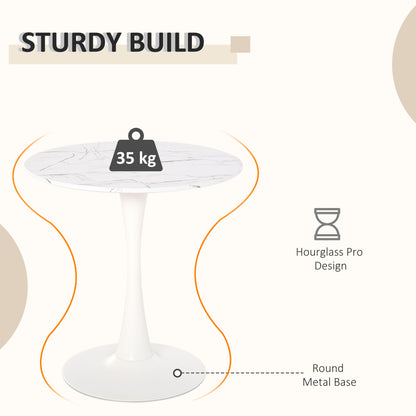 Tilara  Metal And Wooden White Round Bistro Dining Table With Steel Base