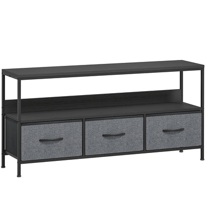 Avanor 120cm Black TV Storage Unit With 3 Fold Down Fabric Drawers