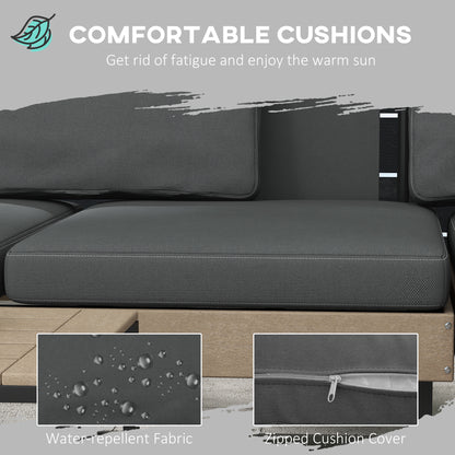 Vivino Metal Grey 3 Piece L Shaped Outdoor Garden Sofa Set with Coffee Table and 2 Side Tables
