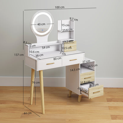 Rilu White Elegant Dressing Table With Integrated Storage Space