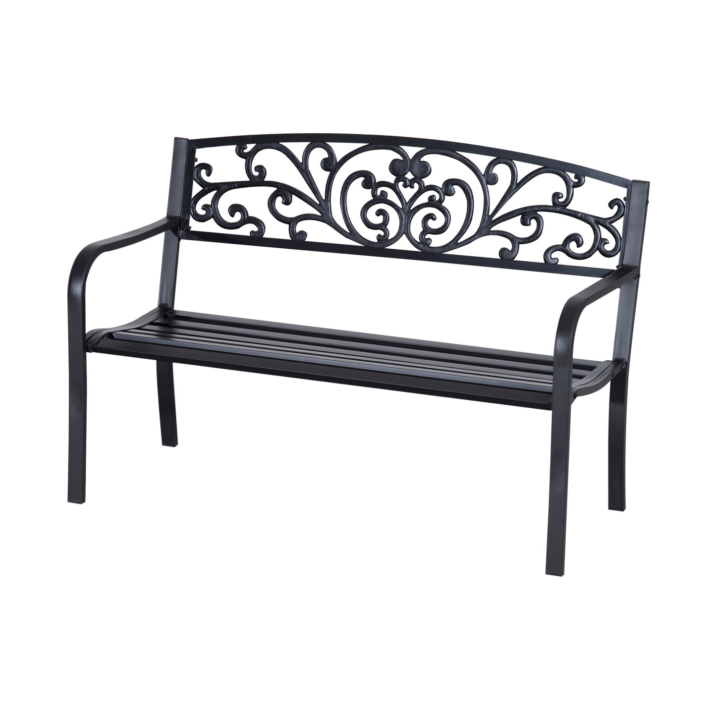 Saradi Taro Steel Black 2 Seater Outdoor Garden Bench
