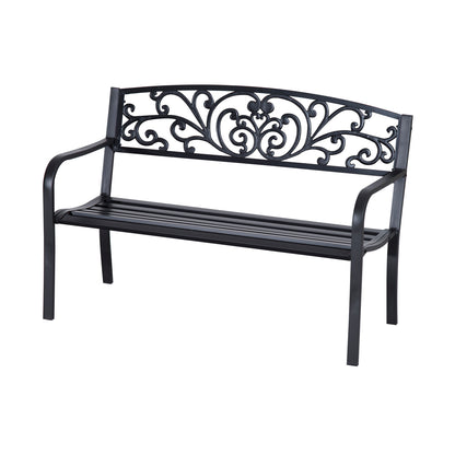 Saradi Taro Steel Black 2 Seater Outdoor Garden Bench