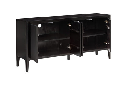 Modena Large Black Wood Ribbed Storage Sideboard