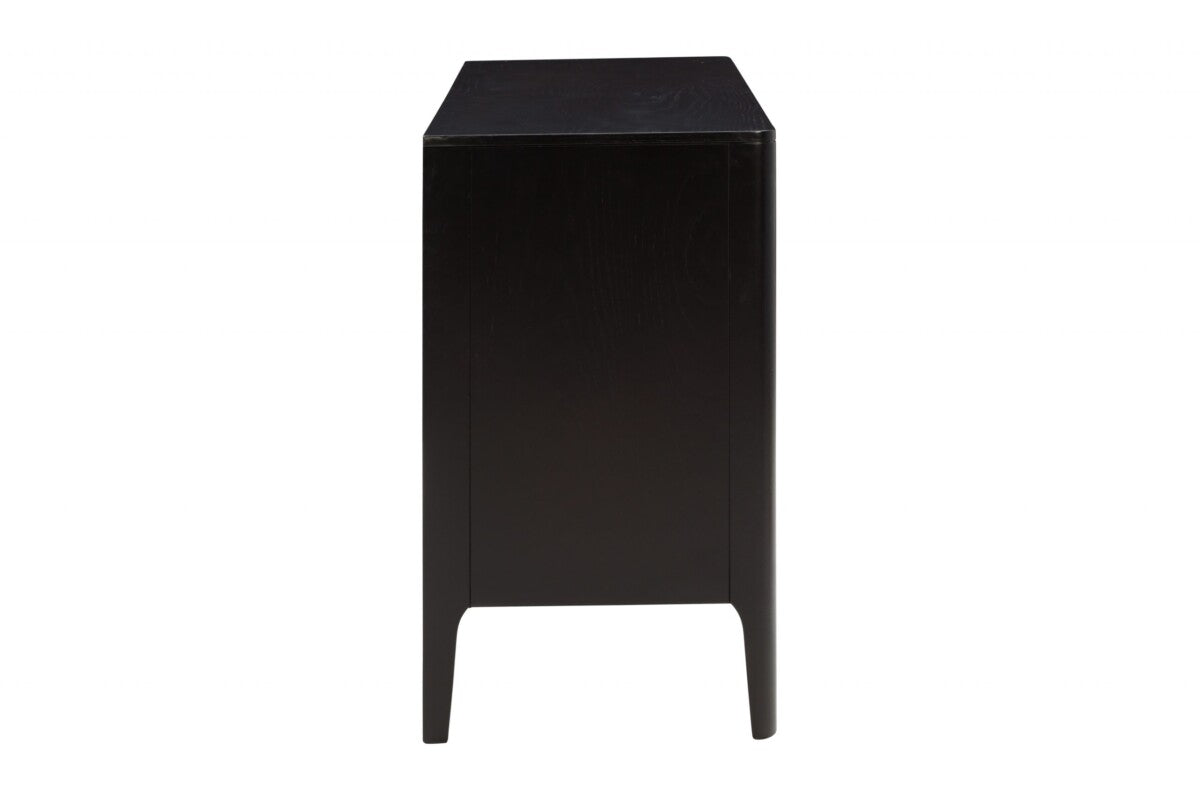 Modena Large Black Wood Ribbed Storage Sideboard