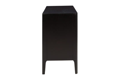 Modena Large Black Wood Ribbed Storage Sideboard